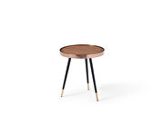 Walnut veneer top and rose gold frame small side table main photo