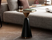 Brushed stainless-top in brass color side table main photo