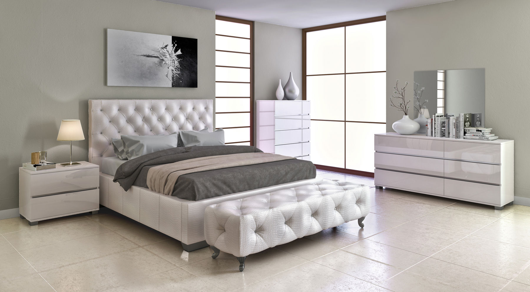 Michelle White Queen Size Bed Michelle At Home USA Modern Beds ...