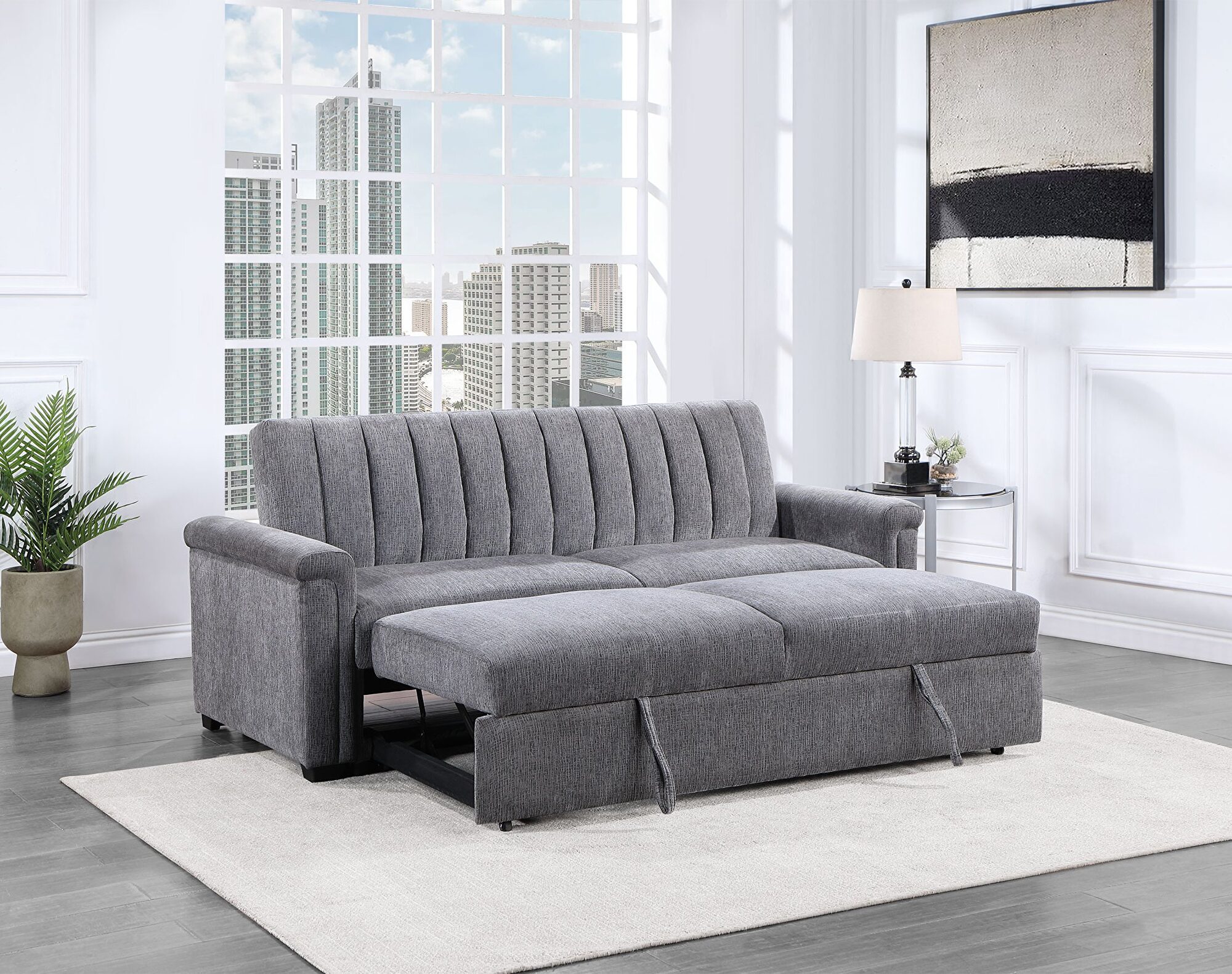 Global G0201 Gray Sofa Bed U0201-DARK GREY-PULL OUT SOFA BED | Comfyco