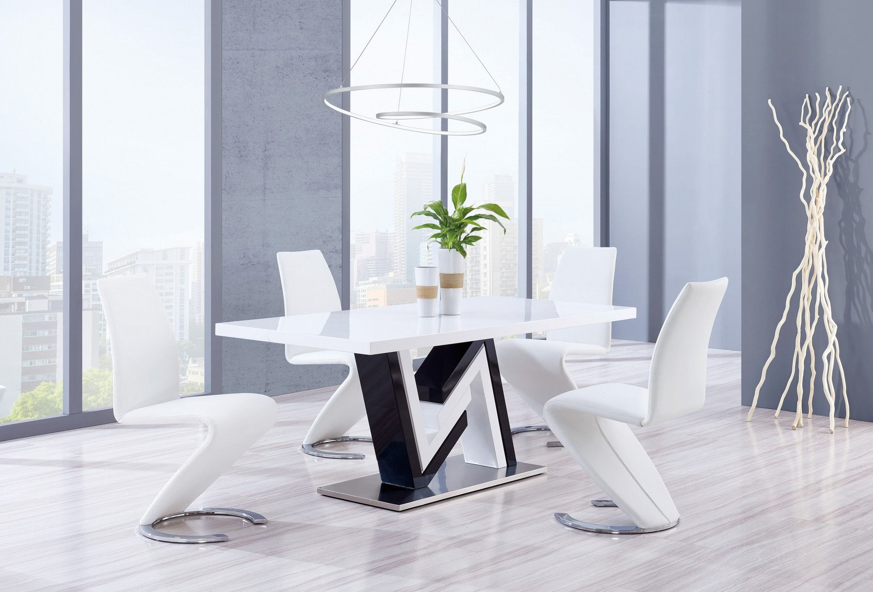 Global G4163 White Table Chairs D4163-9002 Comfyco
