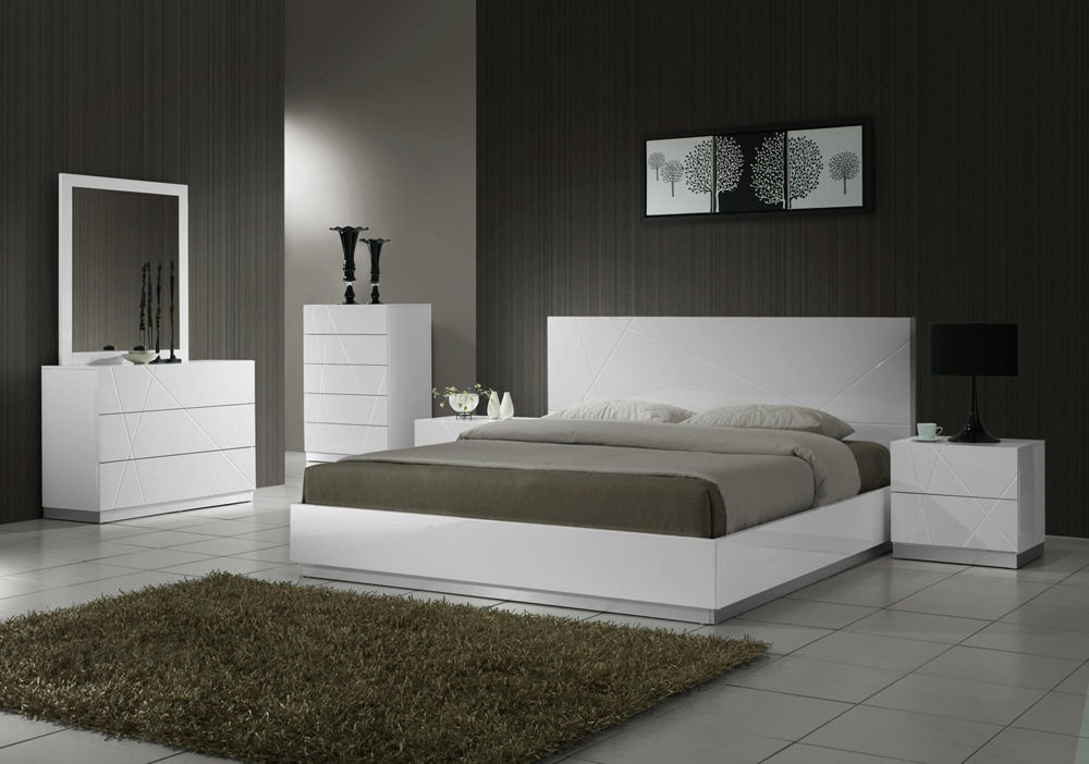 J M Naples White King Size Bed, High King Size Bedroom Sets