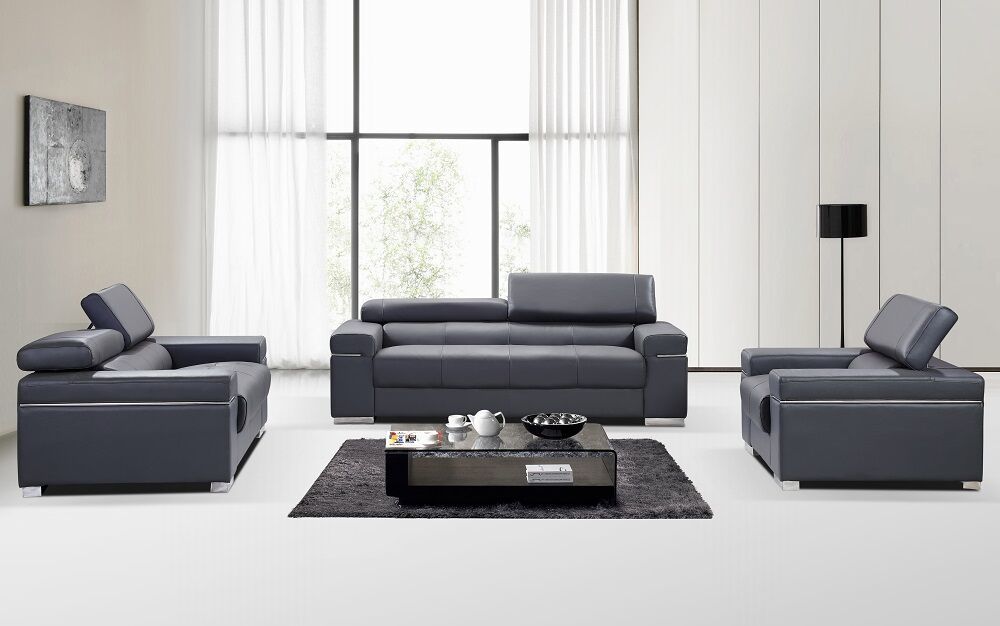 Soho Gray Sofa Loveseat Chair Jm, Grey Leather Sofa And Chair Set